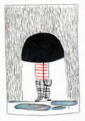 Un petit bonhomme sous la pluie